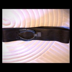 Dark brown waist belt with hammered silver buckle